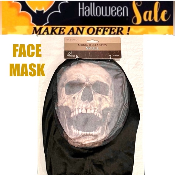 🎃SEASONS INC midnight creatures skull hooded mesh mask size ADULT - Picture 8 of 8
